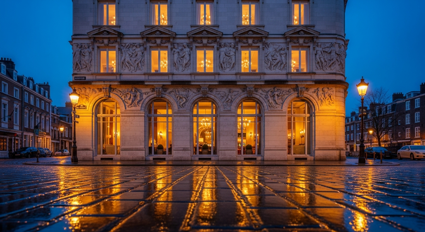 LUMERA hotel exterior at twilight